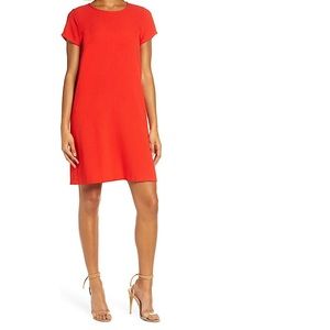 Short Sleeve Shift Dress Red-Coral NWT